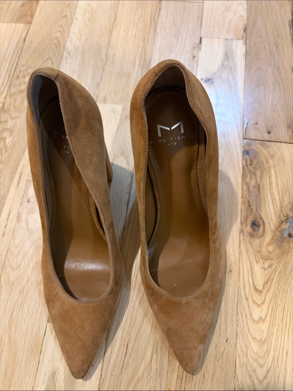 Marc Fisher Camel Tan Suede Pointed Toe Pumps